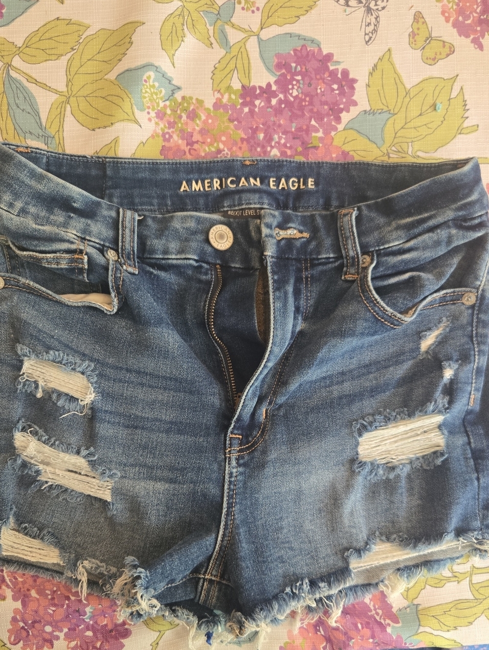 American Eagle Outfitters Curvy Hi-rise Shortied Denim Shorts